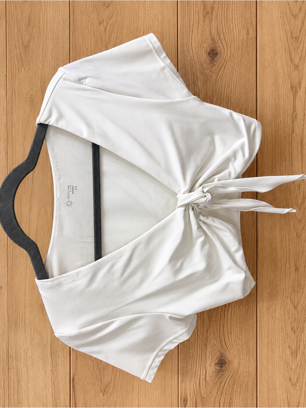aerie White Front-Tie V-Neck Crop Top